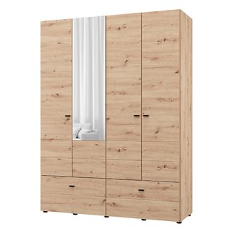 Dmora Armario Grande Spigno: 2 Estantes, 2 Cajones, Barra Para Ropa, 155x208h Cm, Roble Marr&oacute;n Nodo