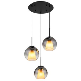 Netlighting Barry Cluster Pendant Matt Black Balls Smoke Glass Shade 3x E27
