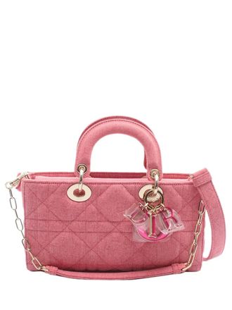 Dior 2021-2025 Small Denim Macrocannage Lady D Joy satchel - women - Denim - One Size - Pink