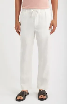 CH&Eacute; Studios Avila Straight Leg Linen Drawstring Pants in White-23 at Nordstrom, Size X-Large