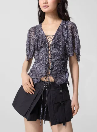 Isabel Marant Womens Thanais pure silk laced blouse