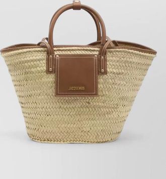 Jacquemus rectangular calfskin raffia tote bag