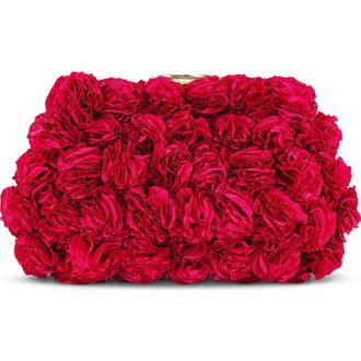 Badgley Mischka Lulu Mini Rose Cluster Pouch Clutch in Magenta at Nordstrom, Size Small