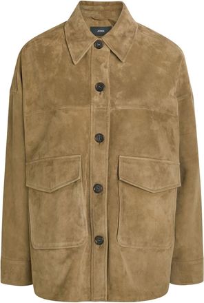 Arma Kaylee Panelled Suede Overshirt - Olive - 38 (UK10 / S)