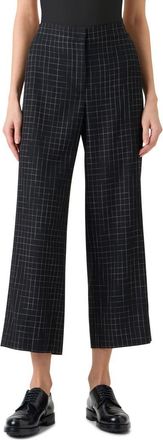 Akris Broken Check Twill Crop Pants in Black-Cream at Nordstrom, Size 14