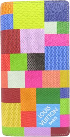 Louis Vuitton Damier Graphite Blue Multi-Color Red Color Yellow Damier Canvas Long Wallet (Bi-Fold) (Pre-Owned)