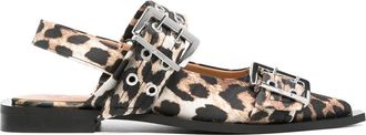 Ganni Feminine Buckle Ballerina Satin Print