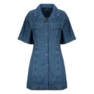 Diesel Shirt Dresses, female, Blue, Size: 2XS Mini Denim Dress