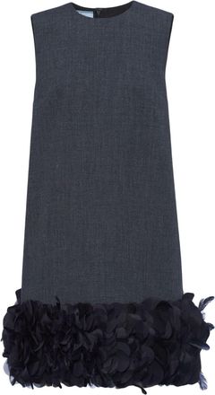 Prada petal-trim wool minidress - women - Wool - 38 - Grey