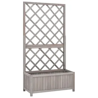 vidaXL Fioriera Con Traliccio Grigia 70x30x135 Cm In Massello Di Abete - Vidaxl