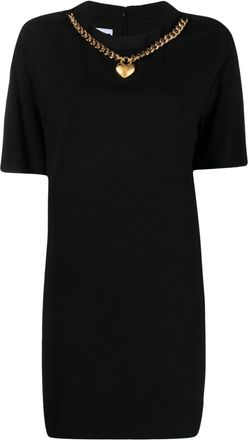 Moschino heart-charm crepe minidress - women - Viscose/Acetate/Acetate/Silk - 36 - Black