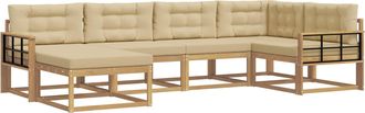 vidaXL Conjunto De Sof&aacute;s De Exterior 5 Uds. Y Beige Poli&eacute;ster Vidaxl