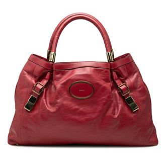 Chlo&eacute; Red Color Leather Shoulder Bag Tote Bag (Pre-Owned)