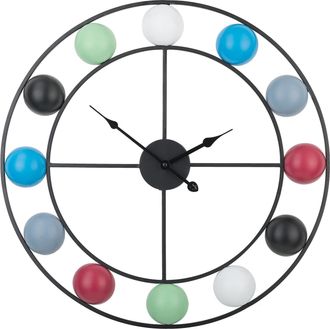 Beliani Beliani - Reloj De Pared Bolas Multicolor Dise&ntilde;o De Marco De Hierro Envejecido Redondo 56 Cm Reiden