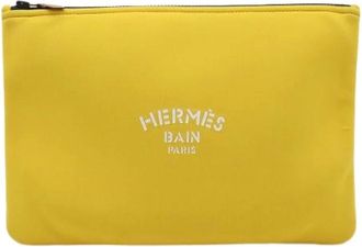 Hermès Pre-owned Clutches, female, Yellow, Size: ONE SIZE Pre-owned Leather Clutch