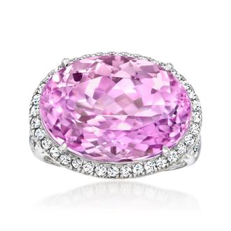 Ross-Simons Kunzite Ring With. Lab-Grown Diamonds in Platinum