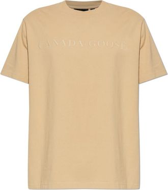 Canada Goose Logo T-Shirt - Heren - T-shirts - Beige - M - Katoen - Tops