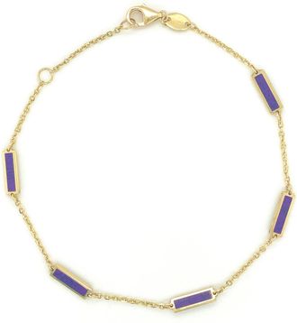 Italian Gold, Inc 14K Yellow Gold Station Bar Bracelet-Amethyst
