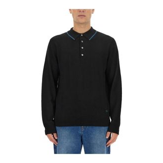 Paul Smith Gebreid Poloshirt met Lange Mouwen - Heren - Truien - Zwart - Maat: 2XL
