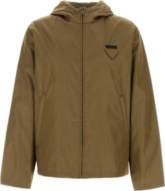 Prada Khaki Logo Hood Jacket