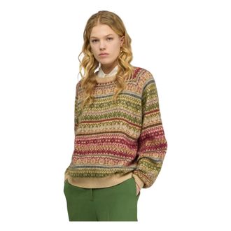 Semicouture Jacquard Ronde Hals Trui - Dames - Ronde hals truien - Veelkleurig - S - Wol - Truien & Vesten