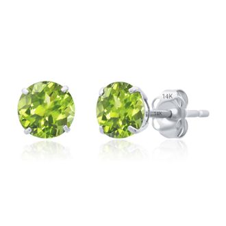 MAX + STONE 14k White Gold 6MM Round Stud Gemstone Earrings