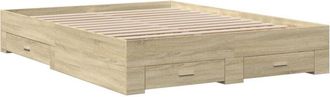 vidaXL Cama con cajones madera ingeniería roble Sonoma 150x200 cm Vidaxl