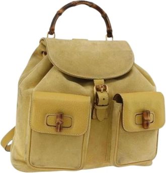 Gucci Pre-owned Backpacks, female, Yellow, Size: ONE SIZE Pre-owned Vintage Suede Backpack