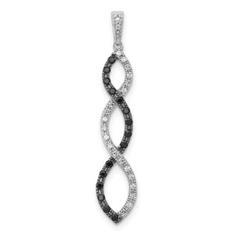 Diamond2Deal 14k White Gold 1/4 carat Black and White Diamond Twisted Pendant