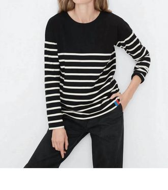 Kule Boyfriend Long Sleeve Tee In Black/cream