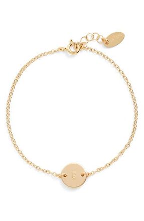 Nashelle Initial Mini Disc Bracelet in 14K Gold Fill B at Nordstrom
