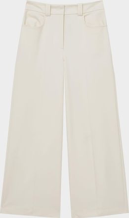 Reiss Myrtle Cropped Wide-Leg Twill Trousers