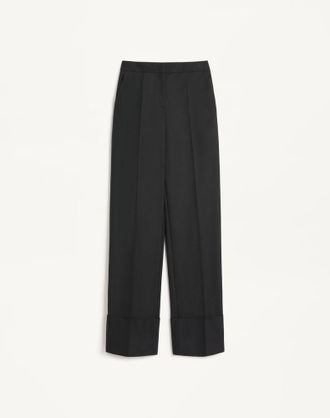Valentino Pantaloni In Lana Vergine Donna NERO 36