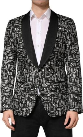 Dolce & Gabbana Jazz Club Silk Single Breasted Blazer - Heren - Blazers - Zwart - S - Wol - Jassen