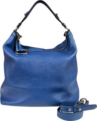 Gucci Blue Leather Shoulder Bag Tote Bag (Pre-Owned)