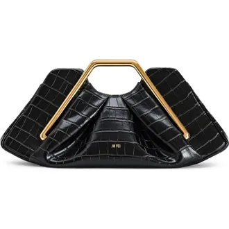 JW PEI Lila Croc Embossed Faux Leather Clutch in Black at Nordstrom