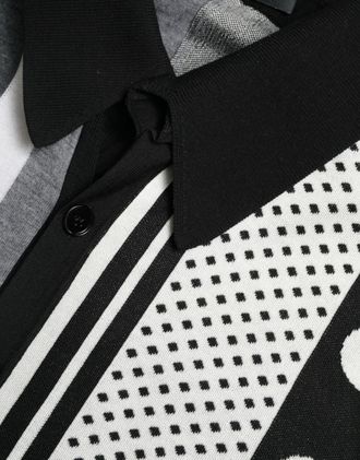 Dolce & Gabbana Black White Jumper Cardigan Polo Mens Sweater