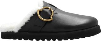 Moncler Leren Slippers - Dames - Slip ons - Zwart - 36 EU - Leer - Schoenen