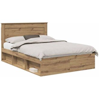 vidaXL Estructura De Cama Con Cabecera Roble Artesanal 140 X 190 Cm Vidaxl