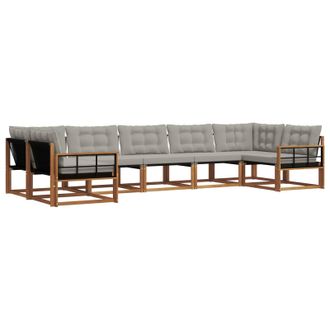 vidaXL Conjunto De Sof&aacute;s De Exterior 7 Pcs Gris Natural Y Claro Vidaxl