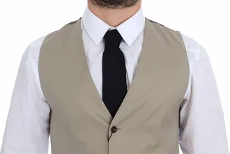 Dolce & Gabbana Beige Cotton Dress Vest Blazer Mens Jacket