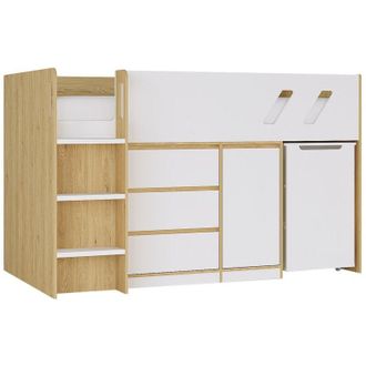 Vente-Unique Vente-unique - Letto combinato 90 x 190 cm con scrivania e scomparti Naturale e Bianco - sagiti