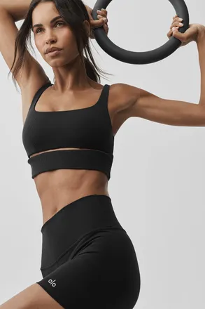 Alo | Slit Bra in Black, Size: Medium