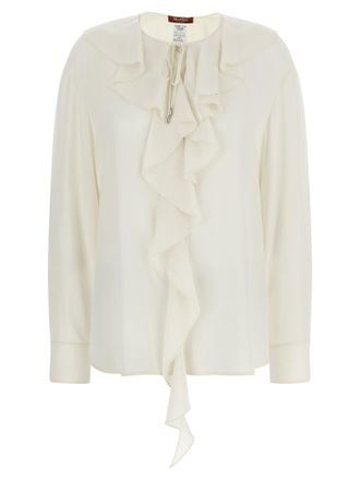 Max Mara White Silk Womens Blouse