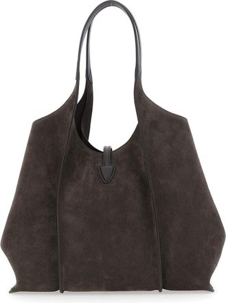 Tod's Womens Shoulder Bag Brown Suede Calf Leather