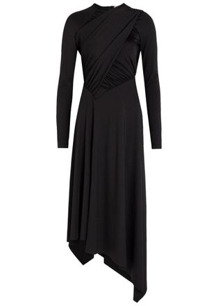 Victoria Beckham Draped Stretch-jersey Midi Dress - Black - 12 (UK12 / M)