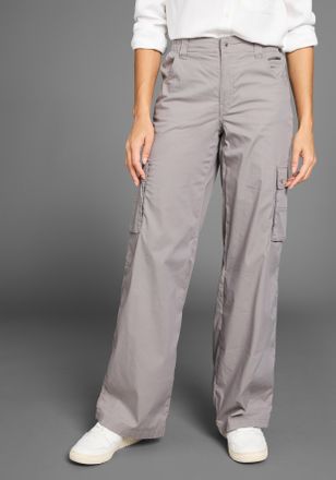 Kangaroos Cargohose KANGAROOS, Damen, Gr. 32, N-Gr, grau, Web, Obermaterial: 50% Baumwolle, 46% Polyamid, 4% Elasthan, kontrastfarbene Details, unifarben, comfo