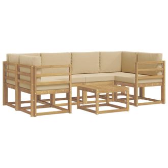 vidaXL Conjunto De Sof&aacute;s De Exterior Con Coj&iacute;n 7 Pcs Y Beige Vidaxl
