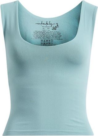 Free People Clean Lines Seamless Crop Muscle Tank in Mineral Blue at Nordstrom, Size Medium