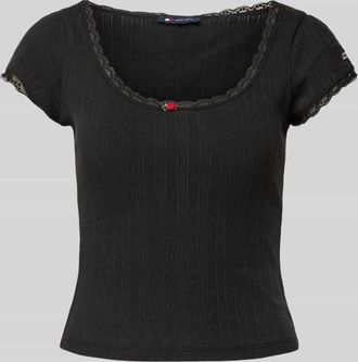 Tommy Jeans T-Shirt in Strick-Optik Modell POINTELLE in Black, Gr&ouml;&szlig;e XL